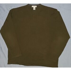 Anthology Men's Green Sweater Silk/Tencel V Neck Size XL Preppy Luxury